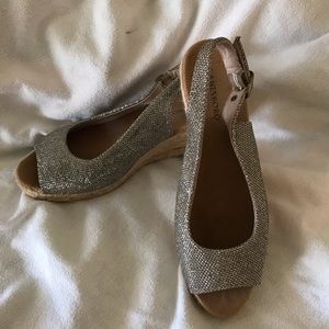 Beautiful Lanesboro silver slip on wedges